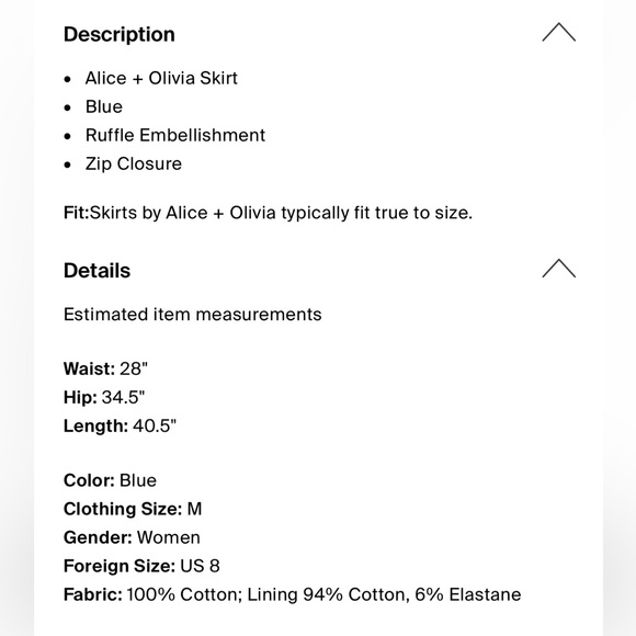 Alice & Olivia navy long skirt size 6 like new condition - Picture 4 of 4